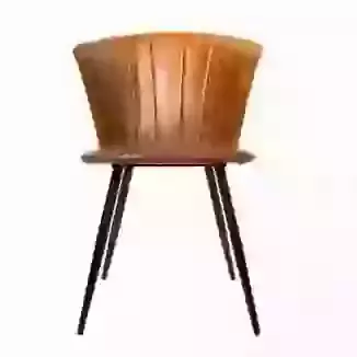 Tan Vegan Leather Retro Style Dining Chair - Set of 2